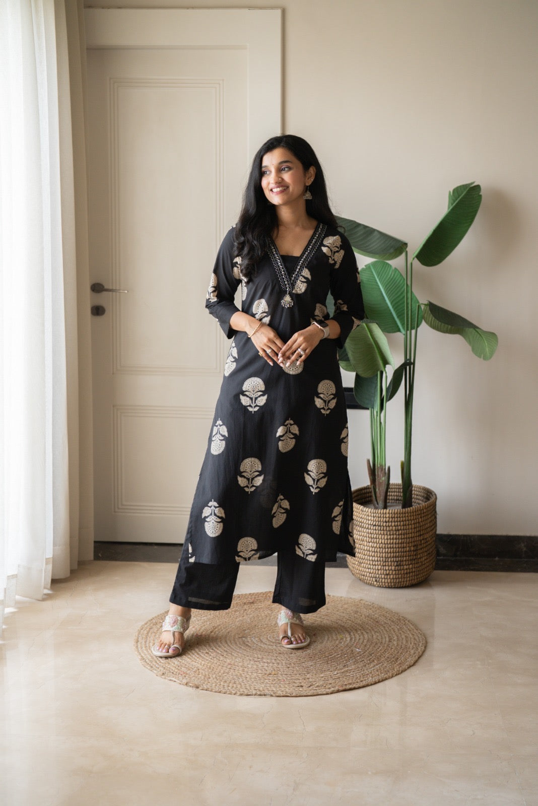 Zasha Cotton Suit- Black Boota