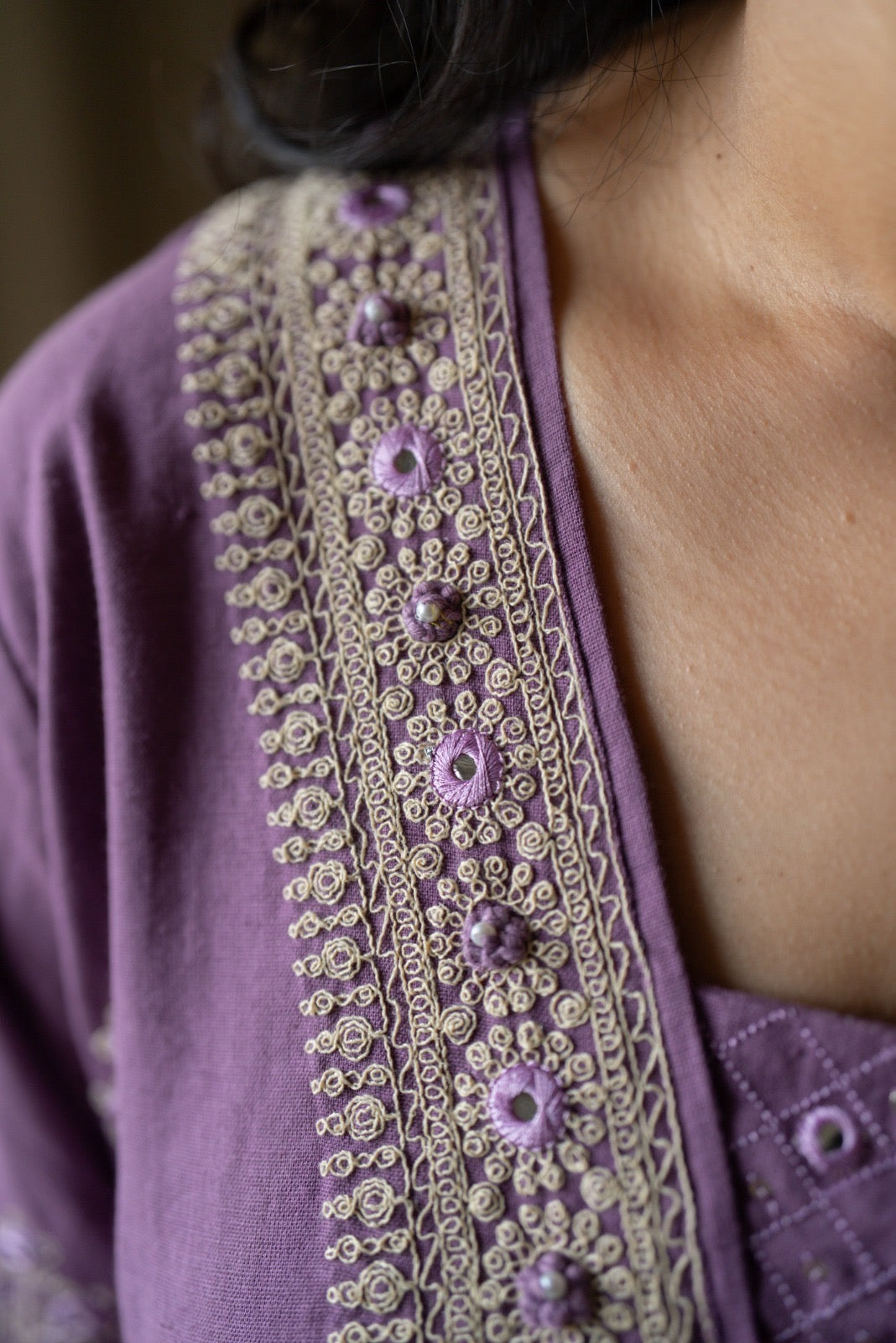 Ganga Embroidered Luxe Suit- Purple