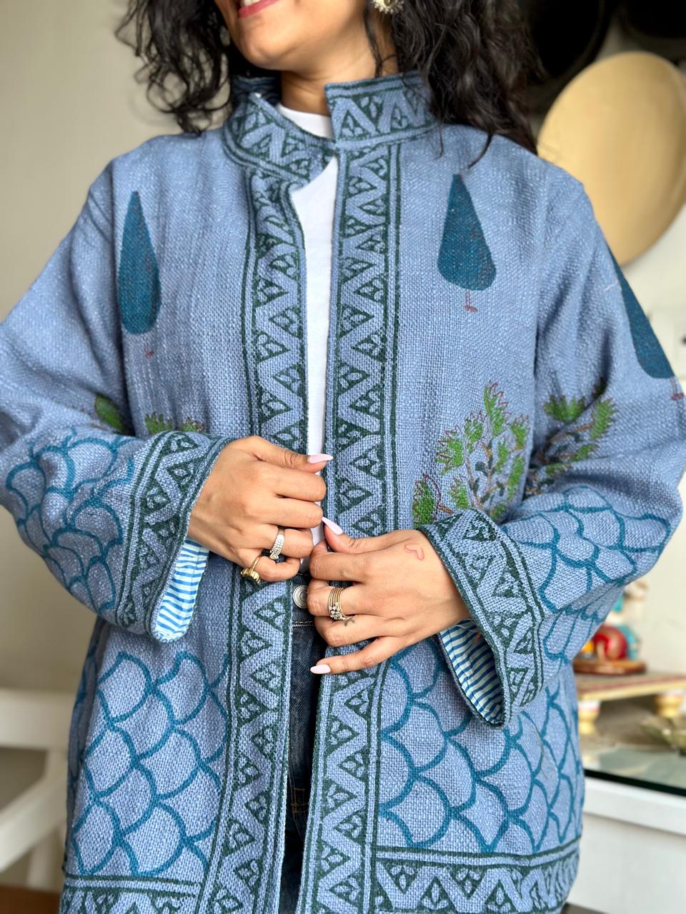 Block Print TNT Jacket- Blue