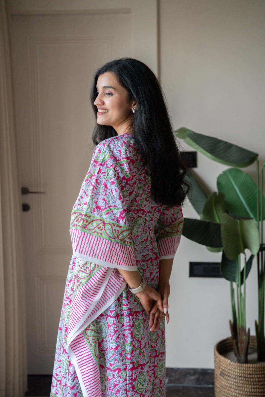 Kashi Block Print Kaftan- Bright Paisley