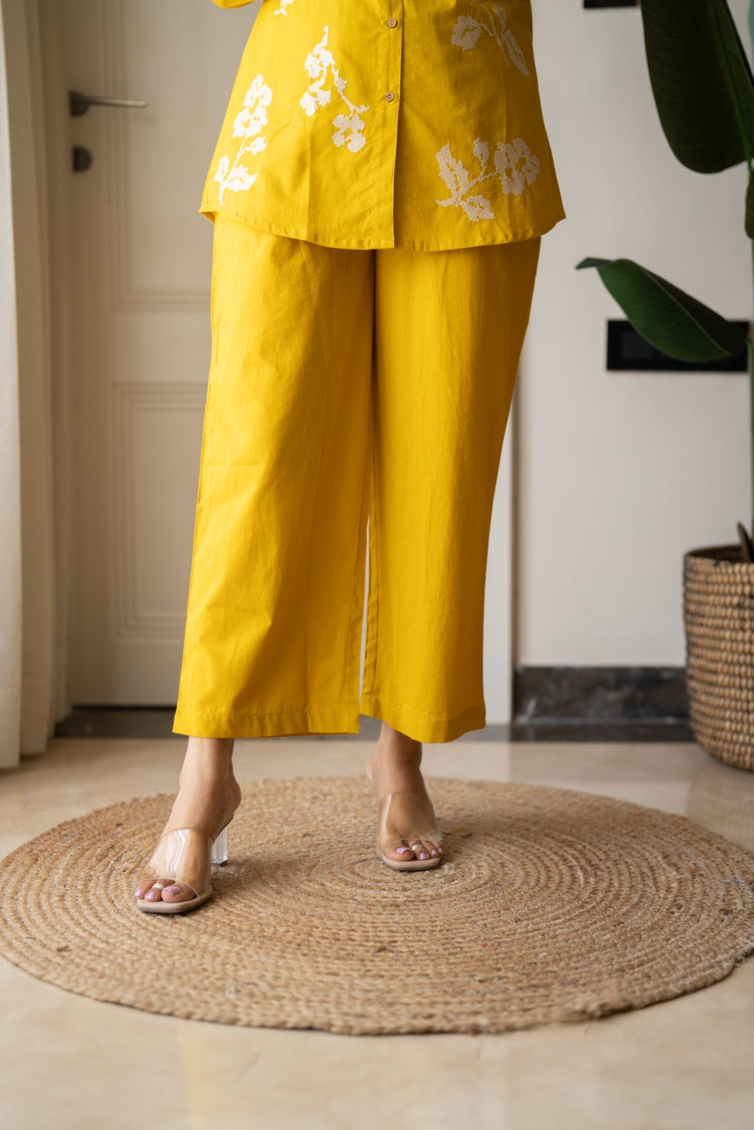 Hania Cotton Coord Set- Yellow