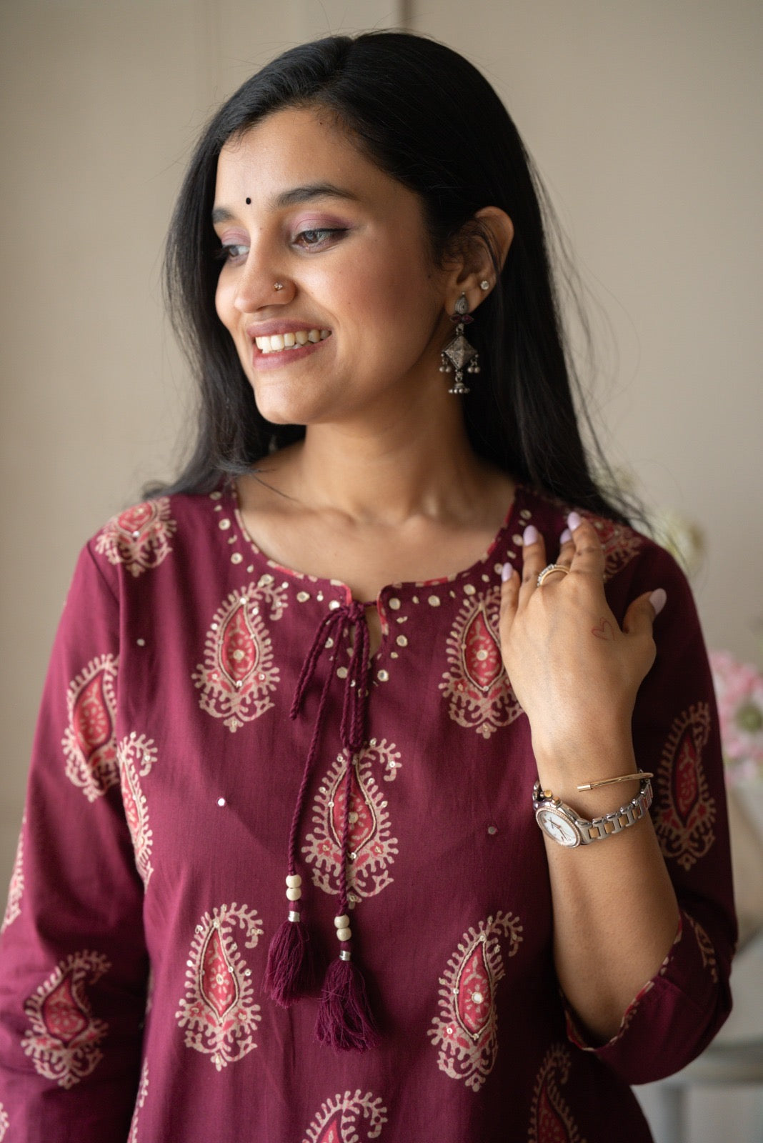 Suhani Batik Cotton Set- Wine