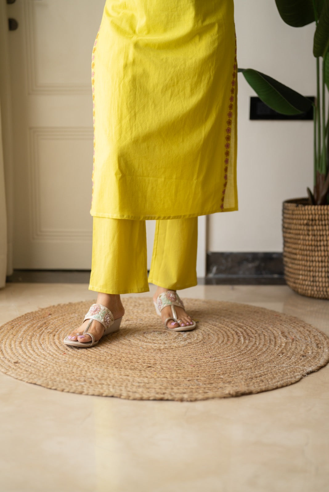 Kayna Soft Cotton Suit- Lime Green