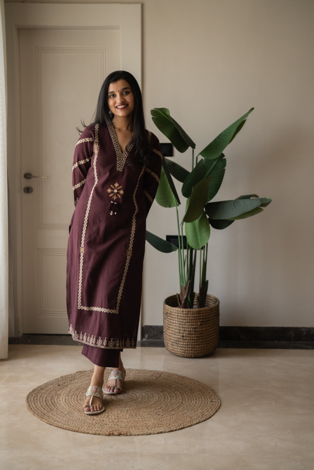 Yogya Elegant Slub Suit- Wine