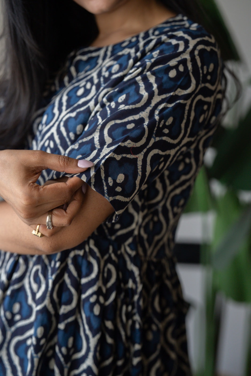 Drishy Maternity Cotton Dress- Indigo