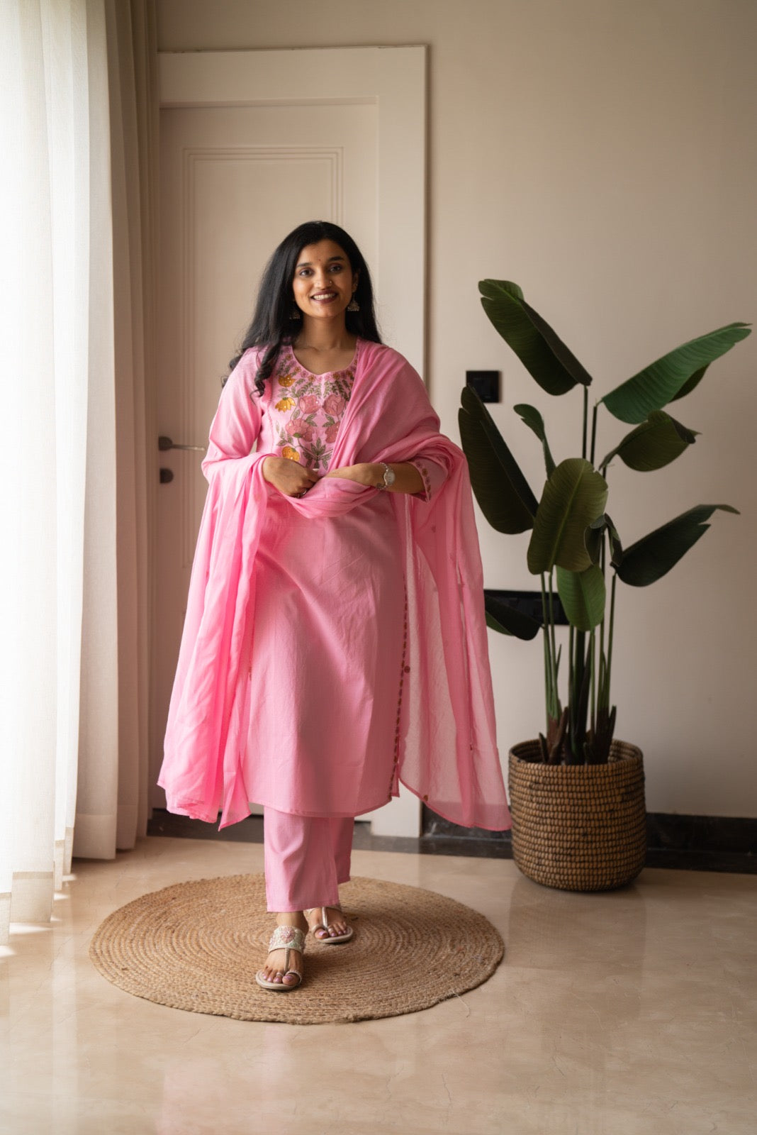 Kayna Soft Cotton Suit- Pink