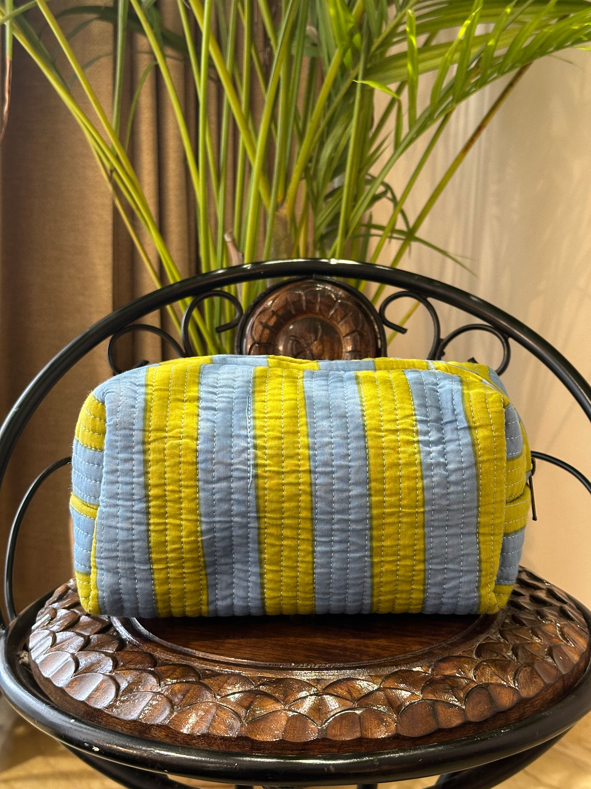 Single Pouch- Green Blue Stripes