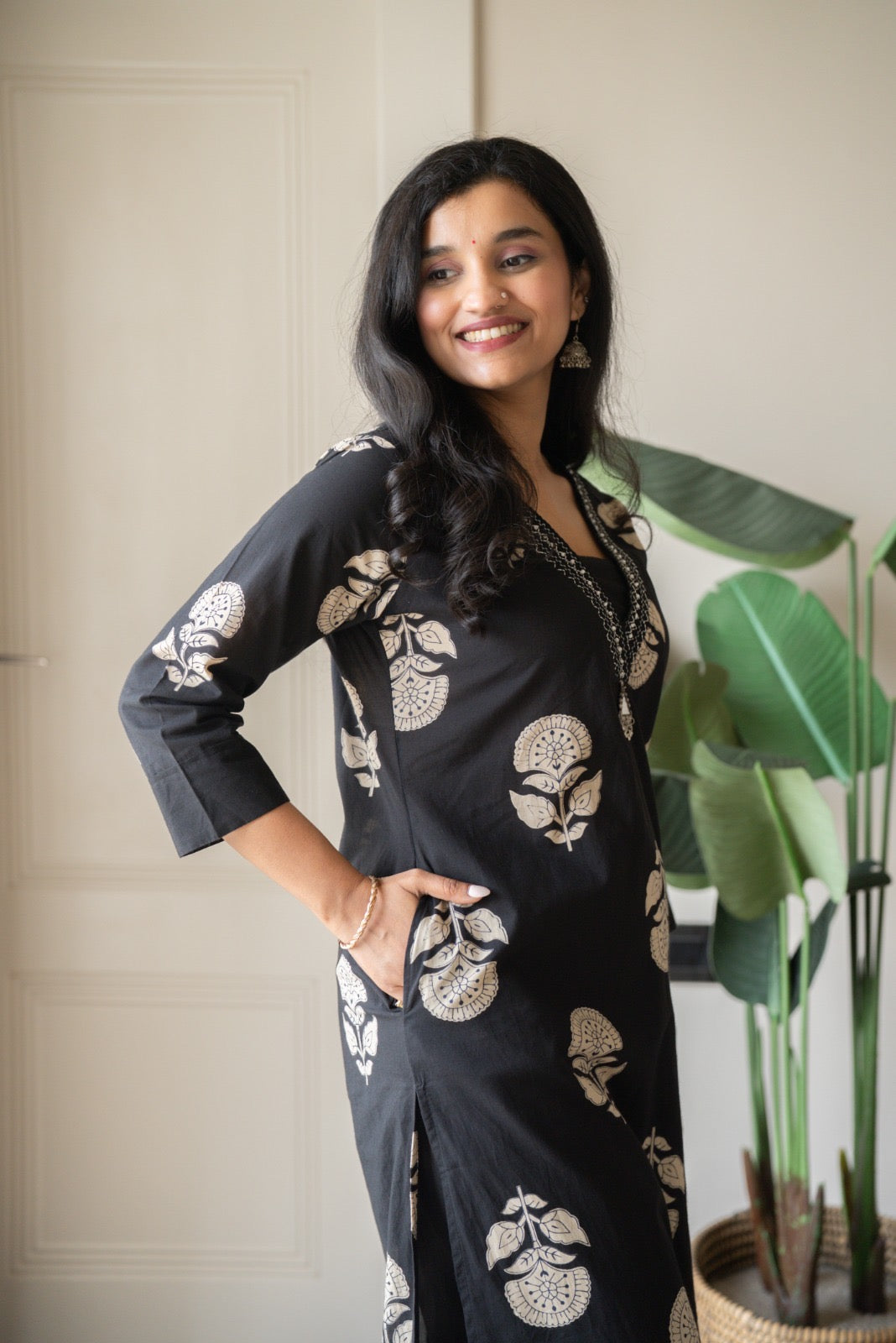 Zasha Cotton Suit- Black Boota