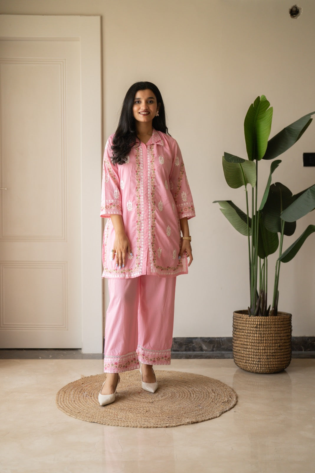 Preet Mulmul Luxe Coord Set- Pink