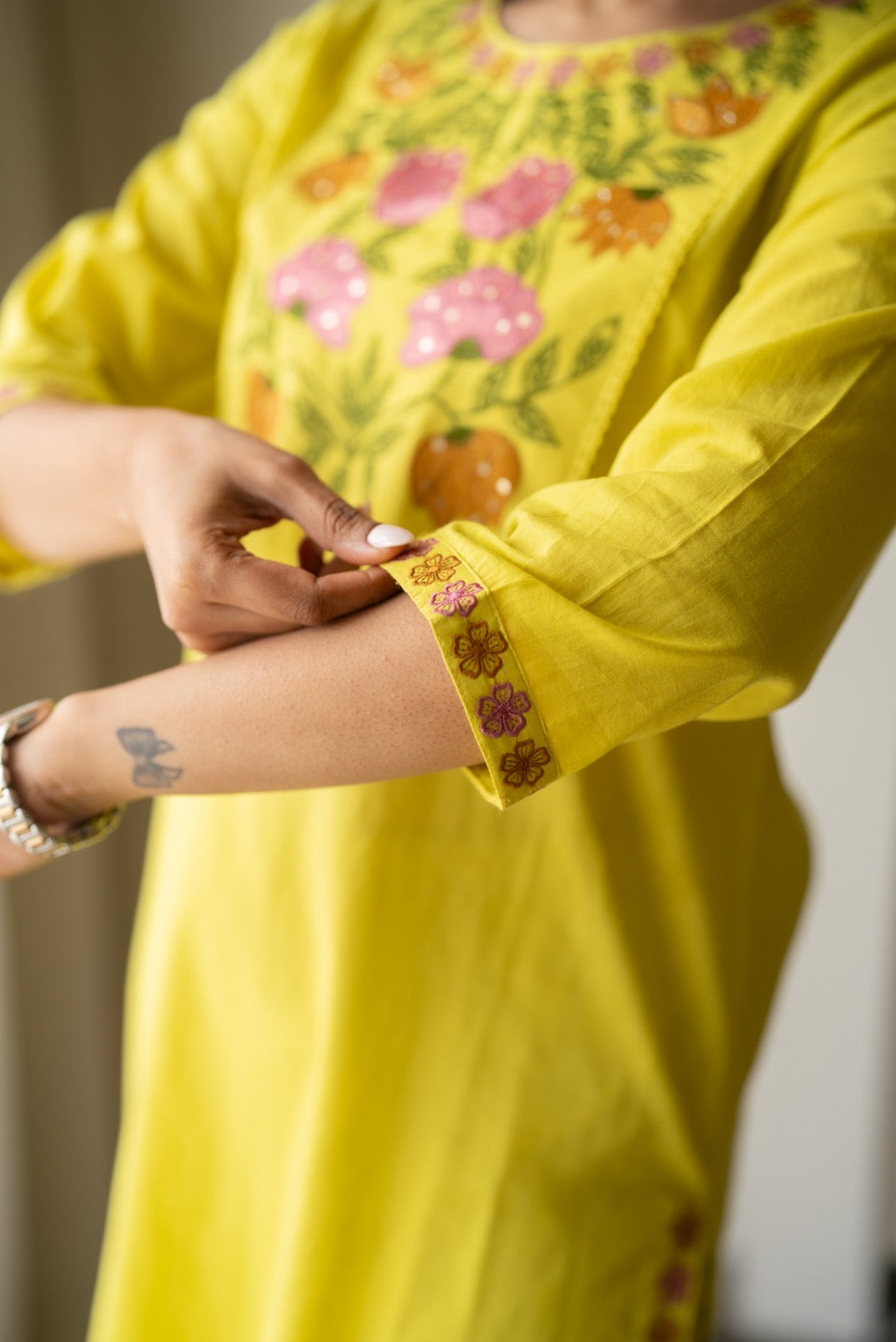 Kayna Soft Cotton Suit- Lime Green