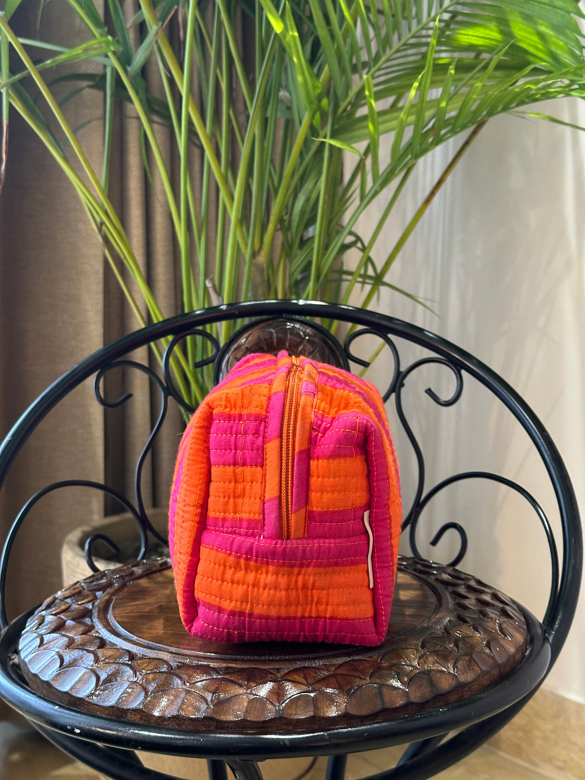 Single Pouch- Pink Orange Stripes