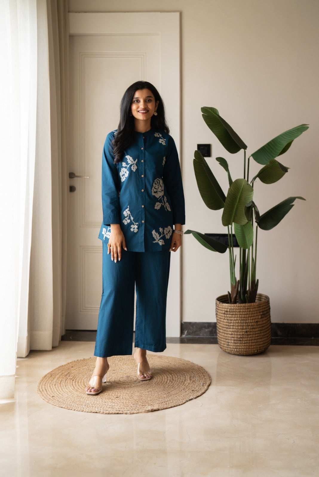 Hania Cotton Coord Set- Blue