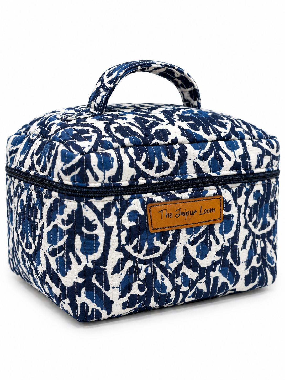 Quilted Vanity Bag- Indigo Jaal