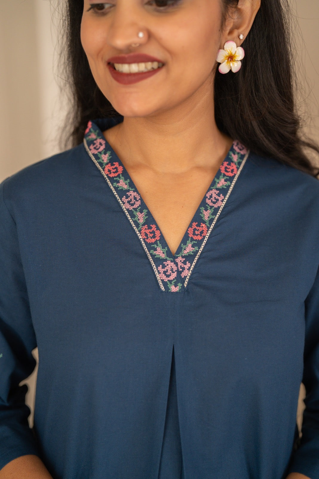 Risha Embroidered Coord Set- Blue