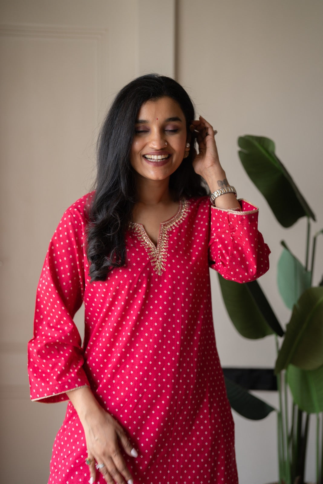 Gurnar Farshi Bandhej Suit- Pink