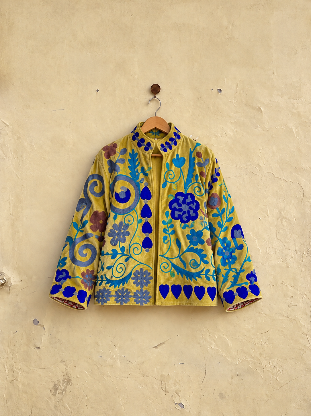Suzani Velvet Jacket- Leafy Green