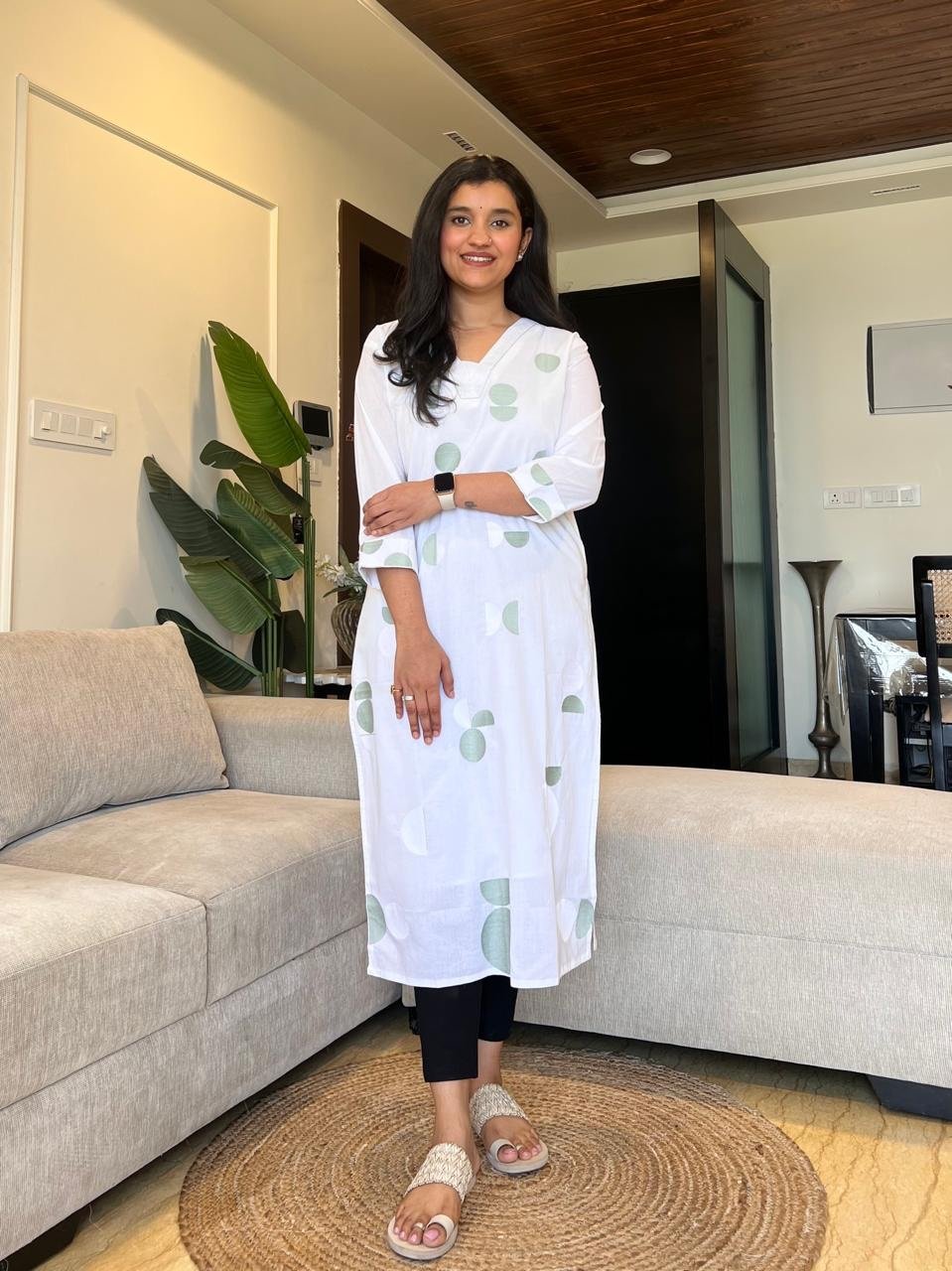 Jinni Premium Cotton Kurta- White