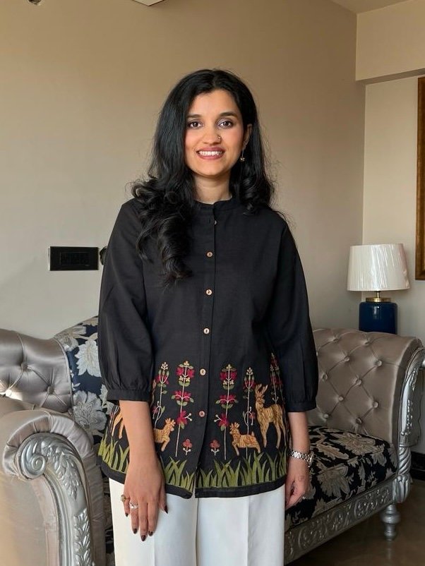 Rosha Embroidered Short Top- Black