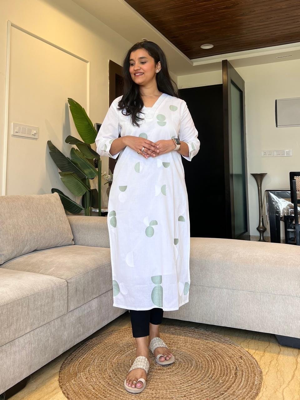 Jinni Premium Cotton Kurta- White