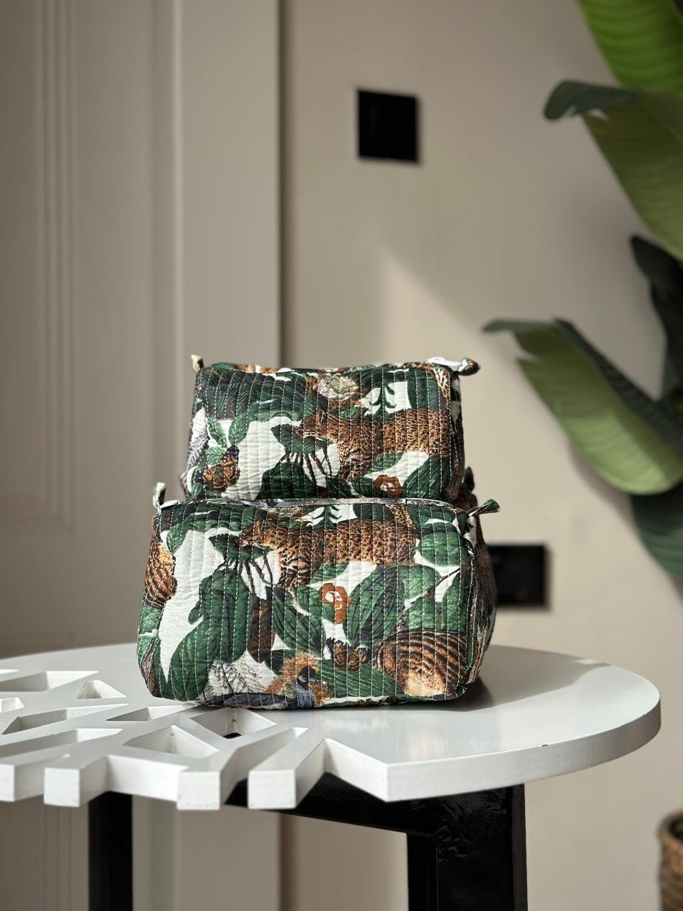 Quilted Toiletry Bags- Green Story