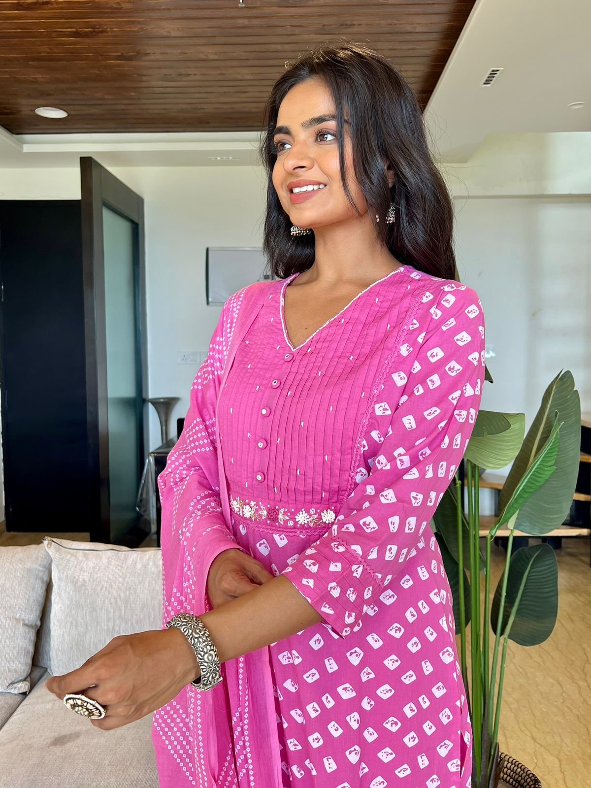 Sanaya Bandhej Cotton Sets - Pink