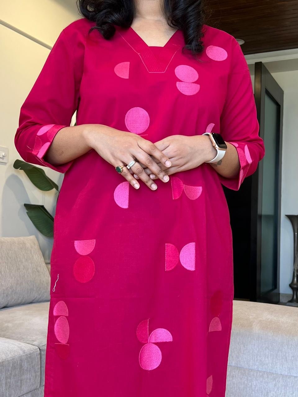 Jinni Premium Cotton Kurta- Pink