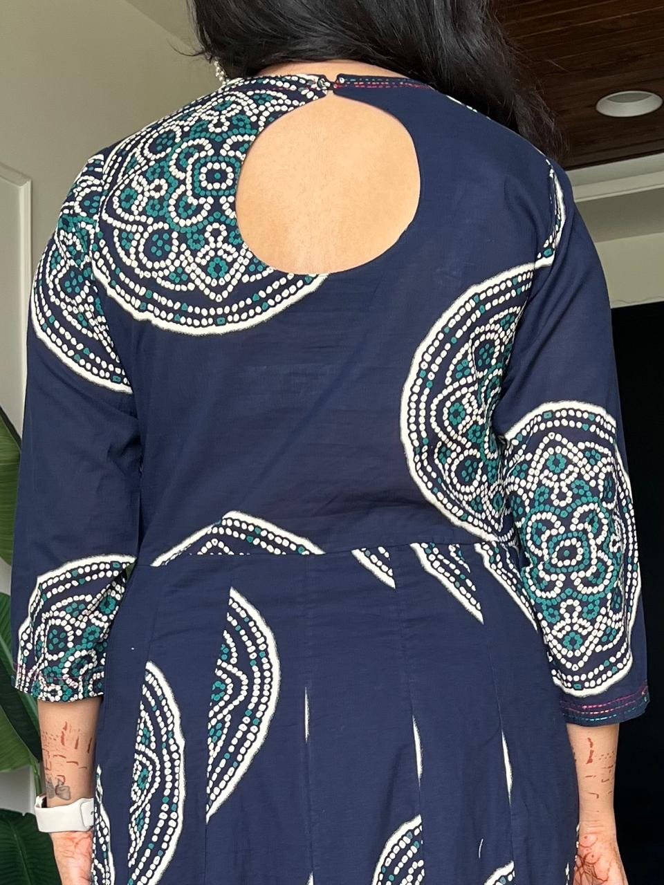 Raga Crushed Dupatta Anarkali Set- Blue