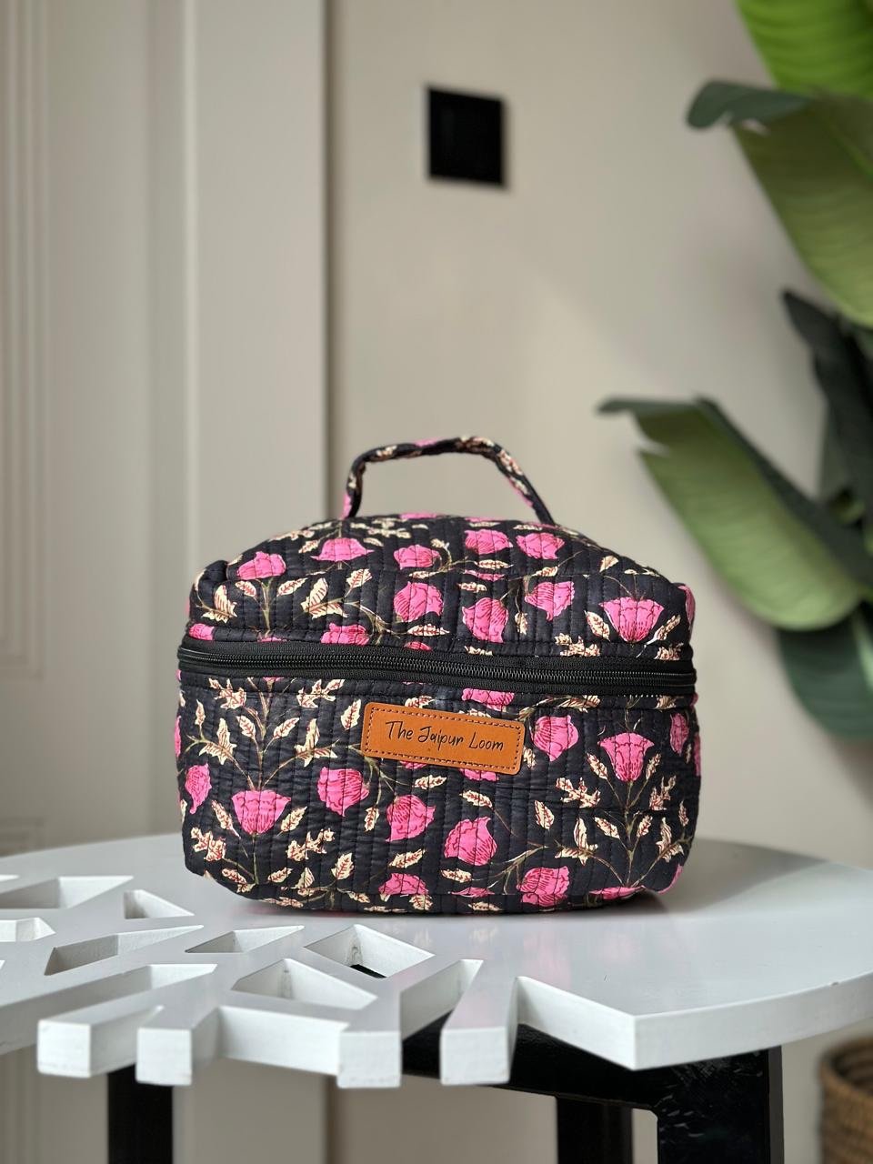 Quilted Vanity Bag- Black Pink Bel