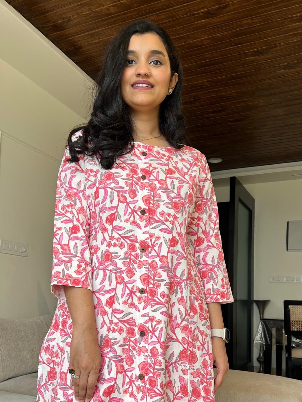 Sheena A-line Cotton Set- Pink Bel