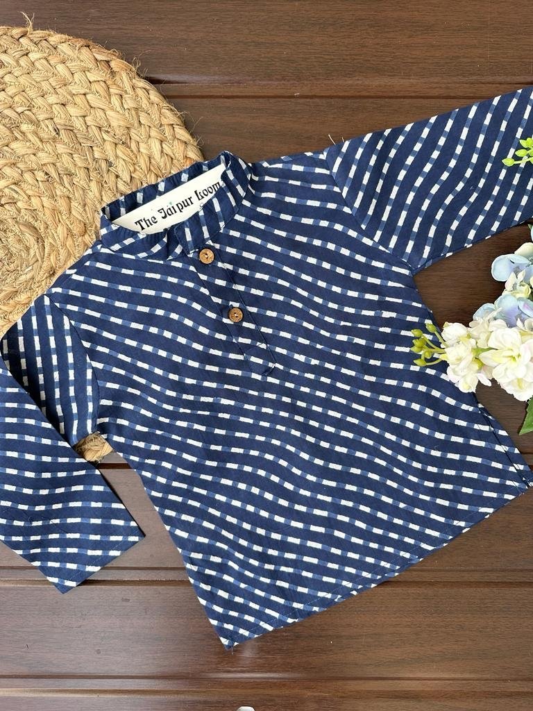 Navy Lehriya Jacket Set