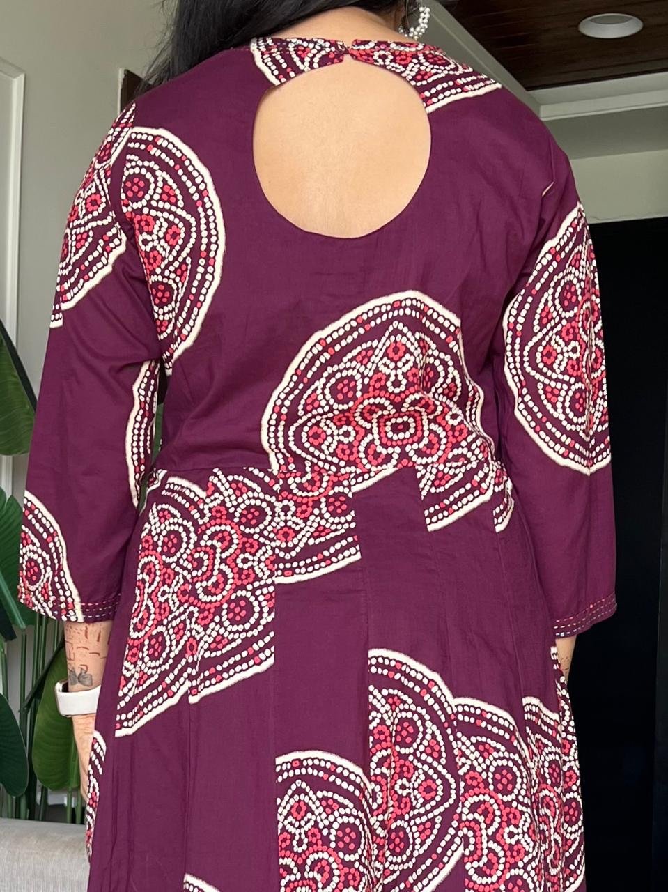 Raga Crushed Dupatta Anarkali Set- Wine