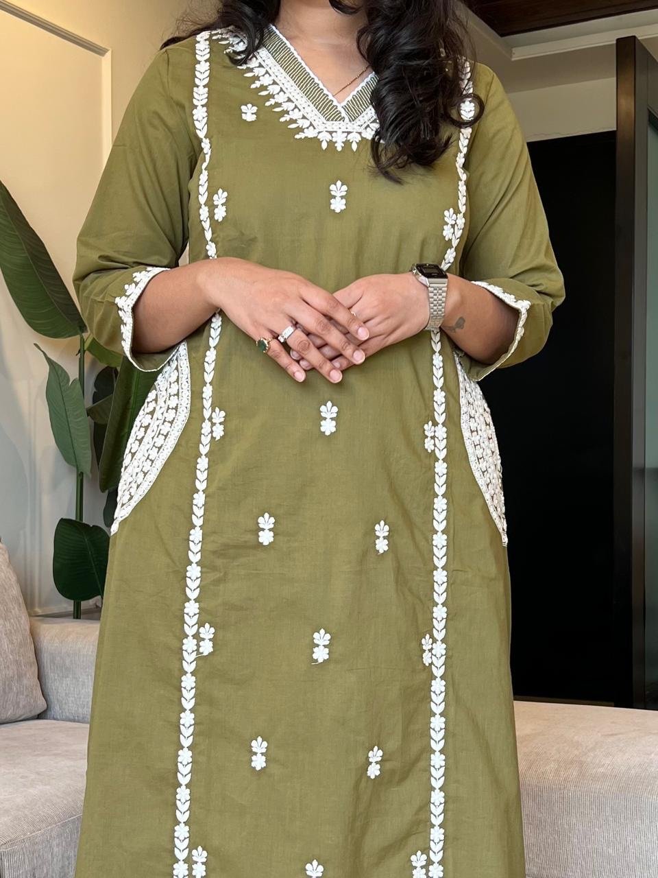 Surya Embroidered Fancy Pant Set- Green