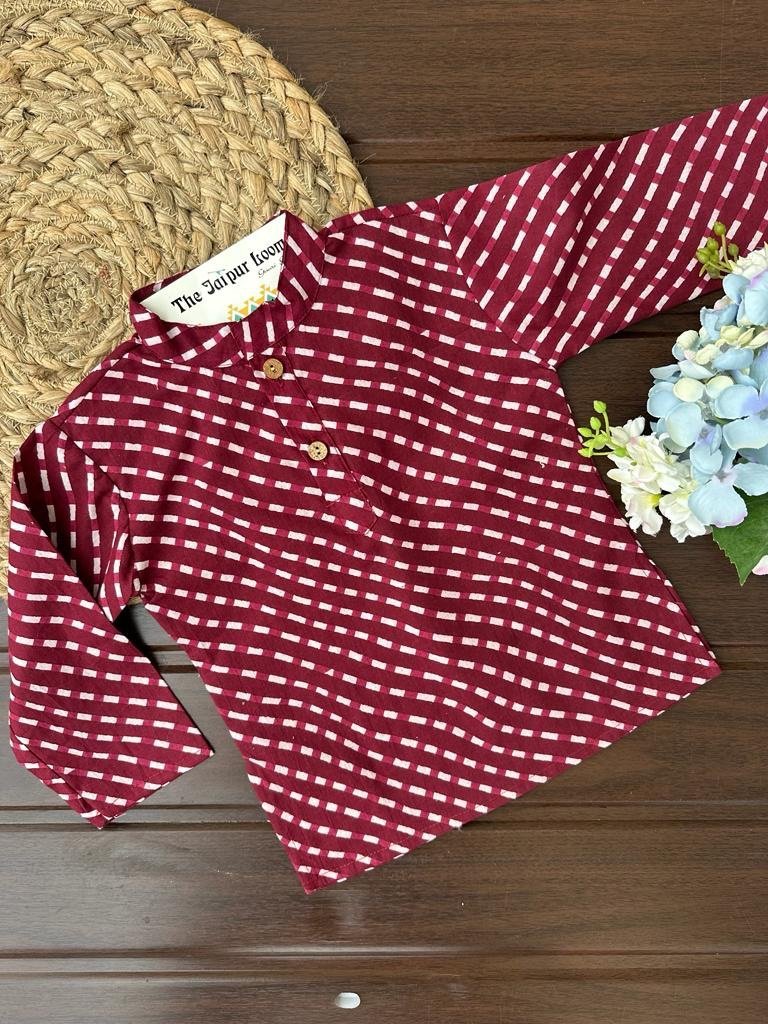 Maroon Lehriya Jacket Set
