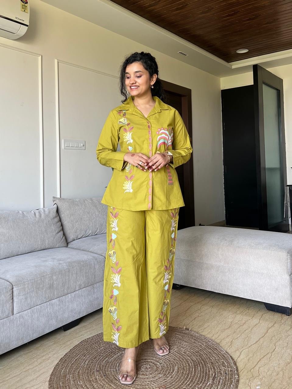 Gia Embroidered Coord Set- Green