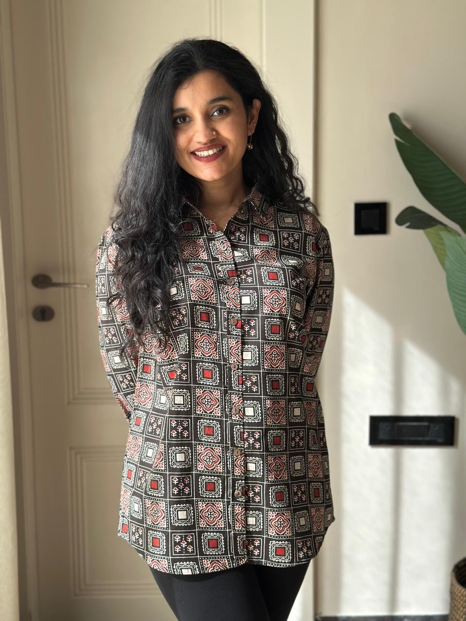 Raima Cotton Shirt- Black Story
