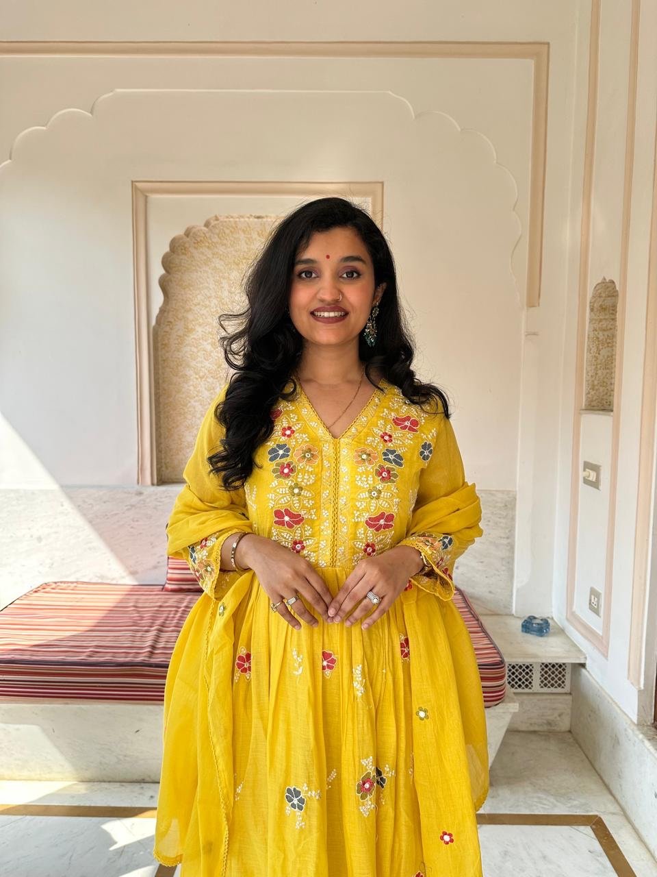 Sunaina Embroidered Mul Cotton Anarkali Set
