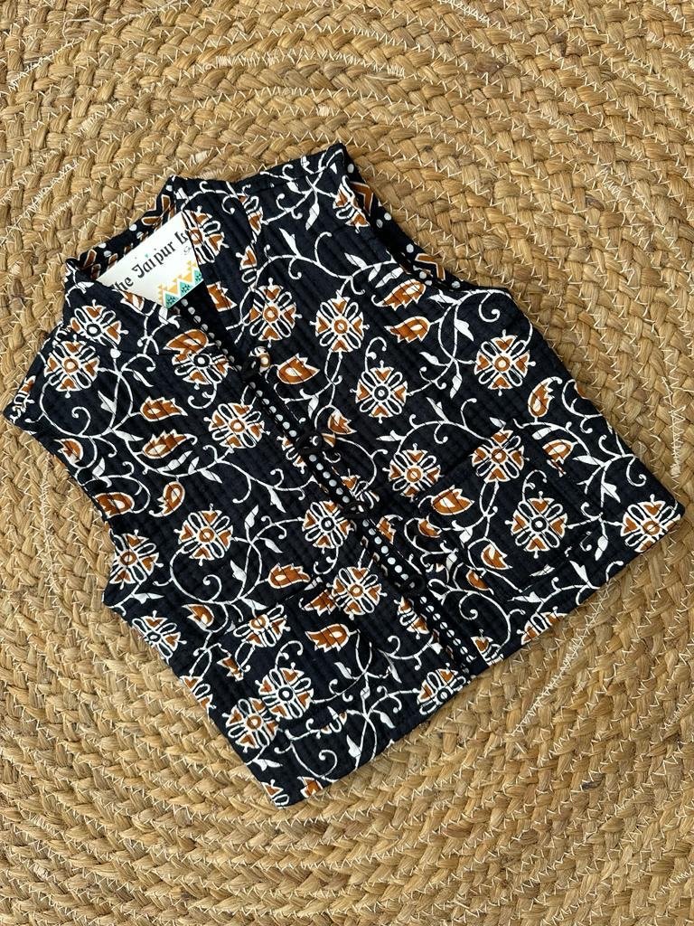 Kids??Black Jaal Reversible Quilted Jacket