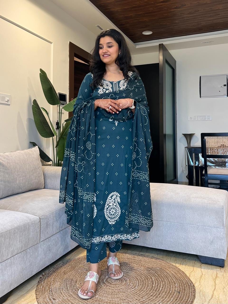 Zarna Embroidered Premium Cotton Set- Blue