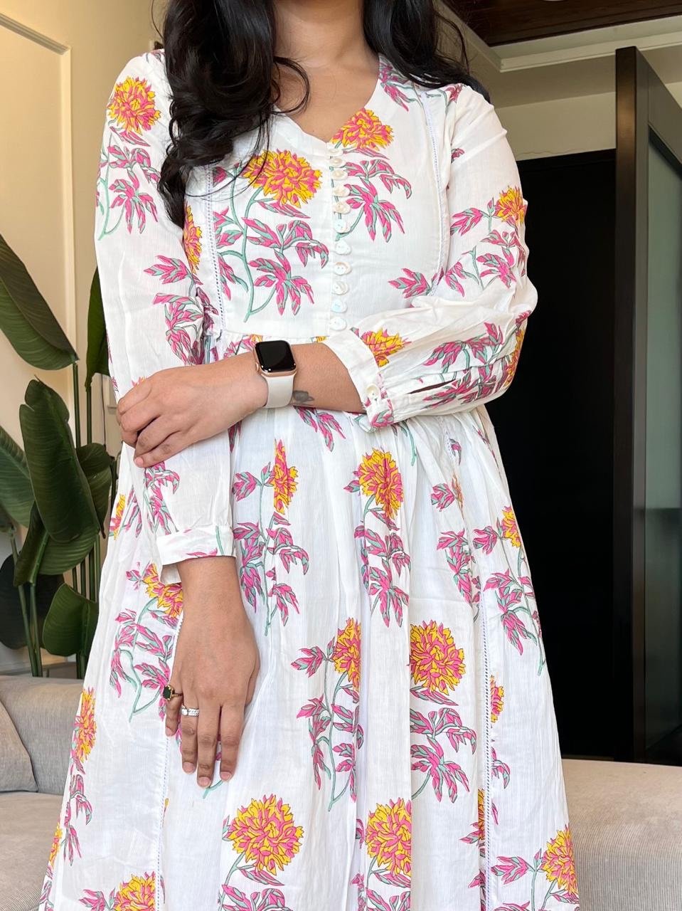 Parisha Boota Cotton Dress- Mix Florals