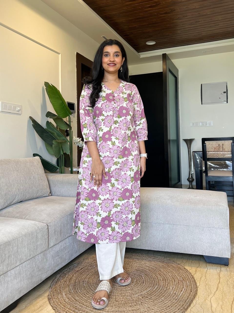 Kali Printed Cotton Set- Pink Florals