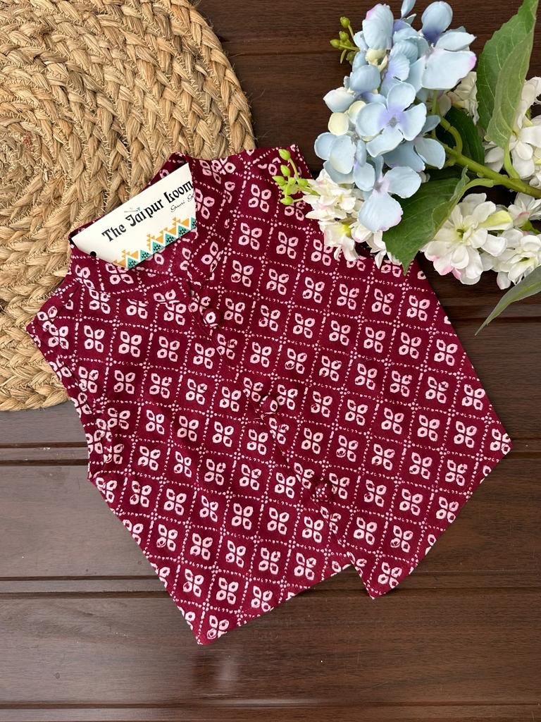 Maroon Lehriya Jacket Set