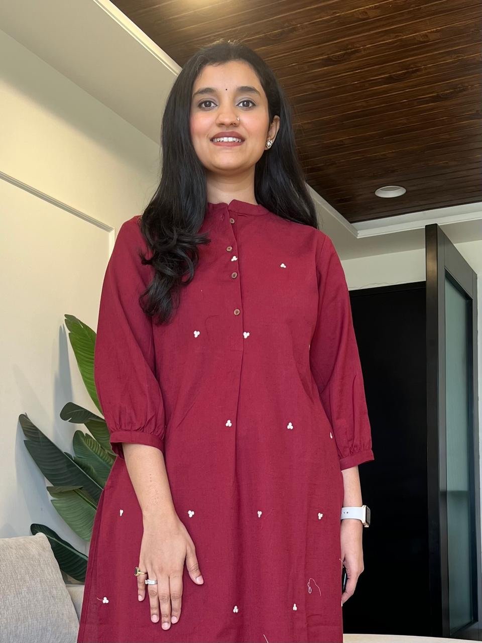 Tasha Minimal Cotton Set- Maroon