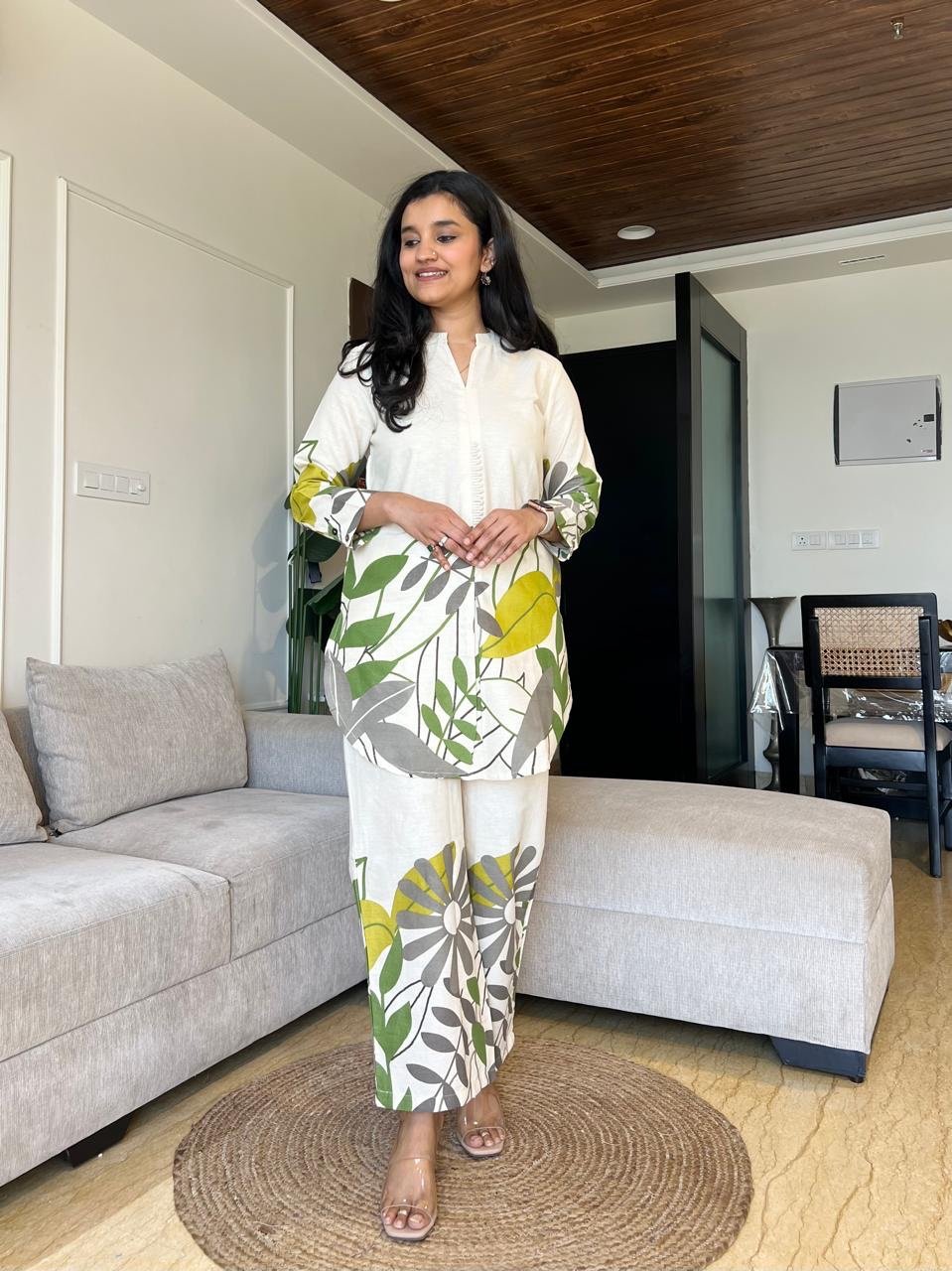 Saba Classy Printed Coord Set- Greens