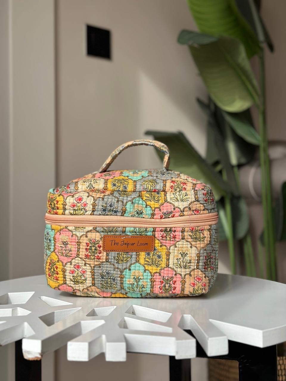 Quilted Vanity Bag- Pastel Jharoka