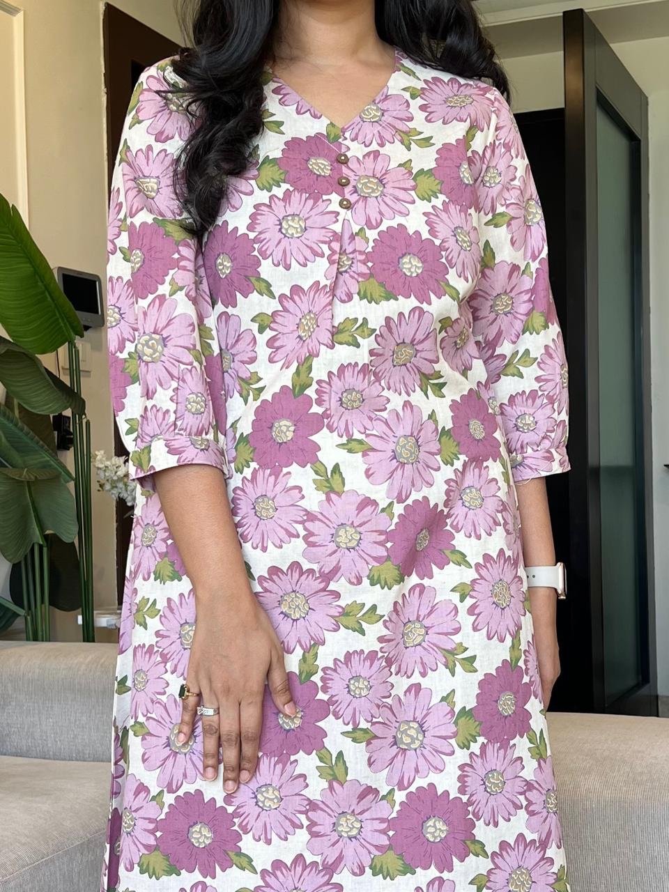 Kali Printed Cotton Set- Pink Florals