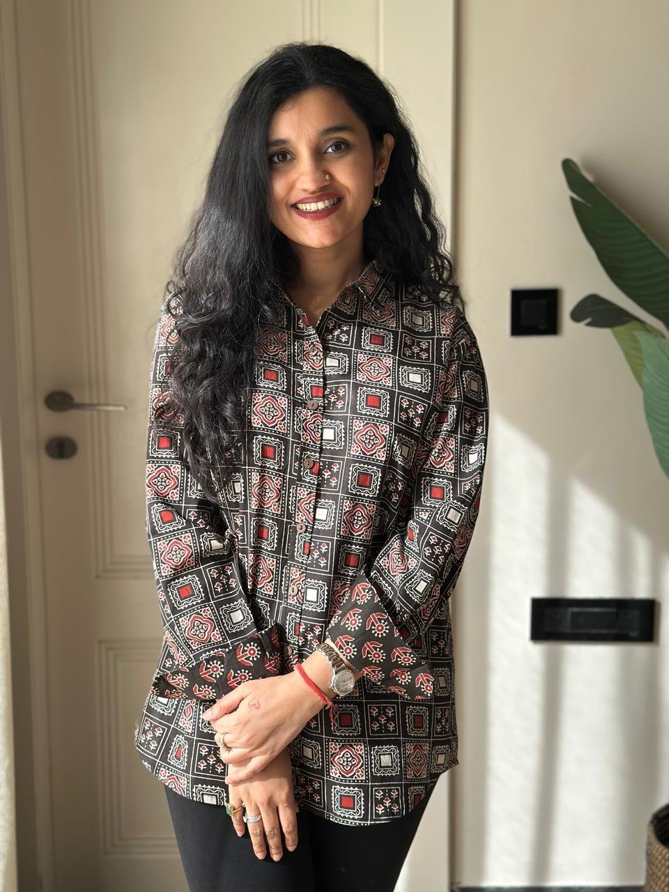 Raima Cotton Shirt- Black Story