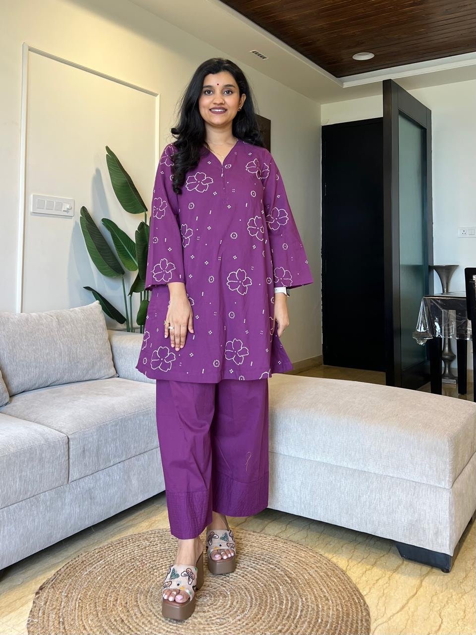 Meeta Bandhej Farshi Salwar Suit- Purple