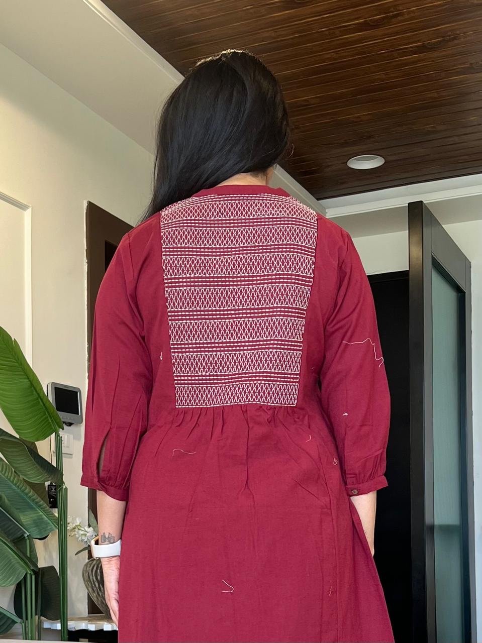 Tasha Minimal Cotton Set- Maroon