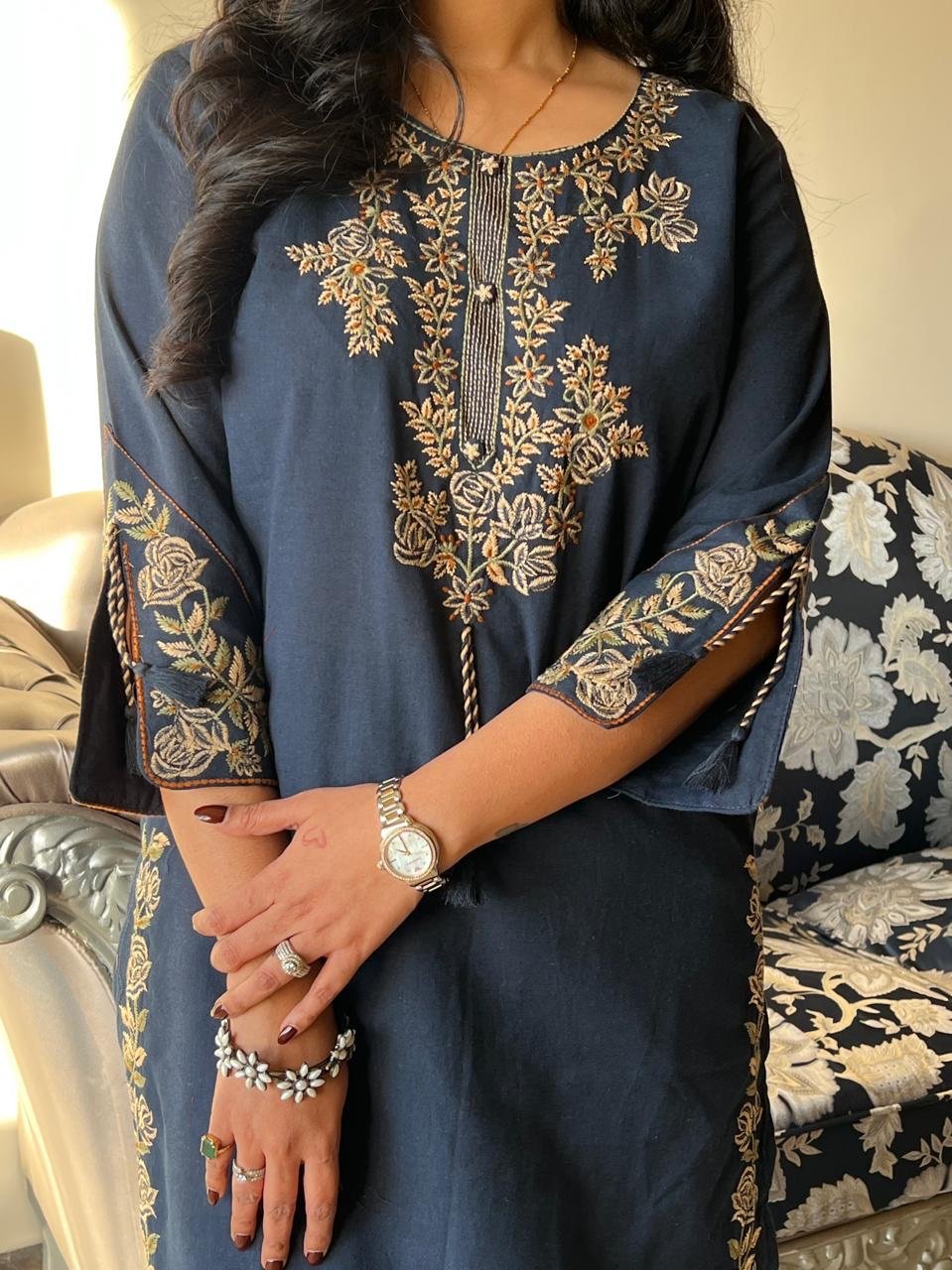 Kritisha Statement Embroidered Set- Blue