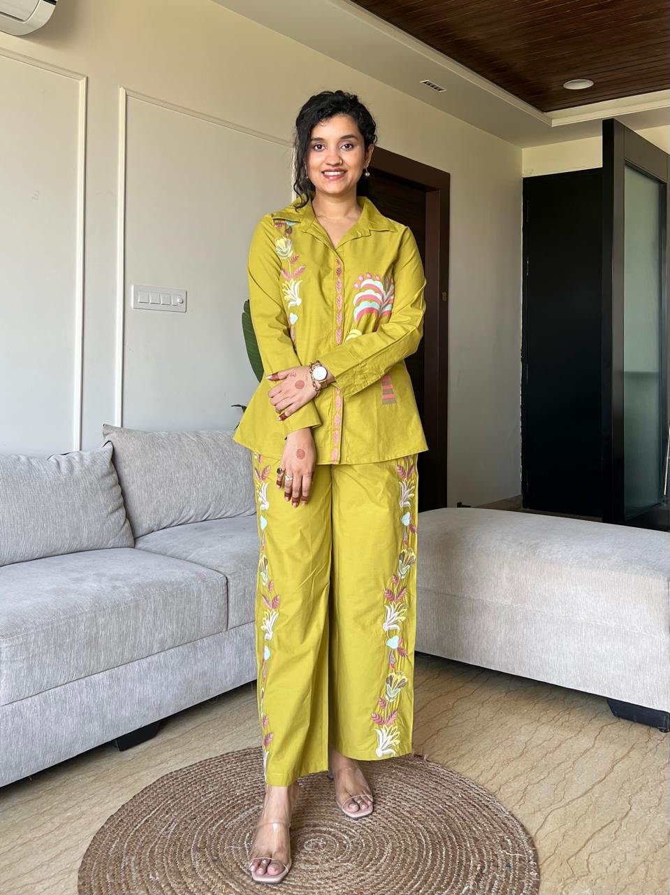 Gia Embroidered Coord Set- Green